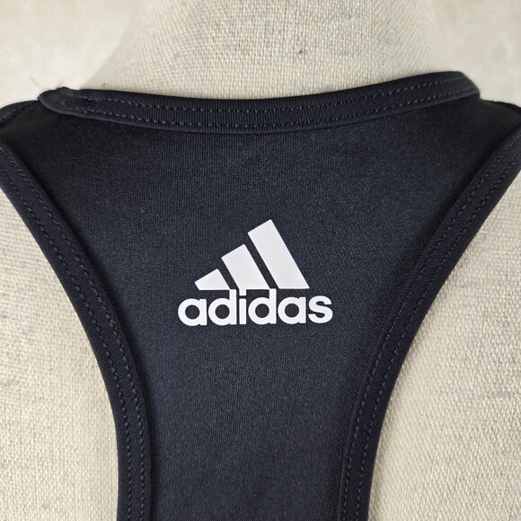 Adidas Size XL Black Sports Bra with White Graphics Racerback Pull On Style NWT - Picture 4 of 11